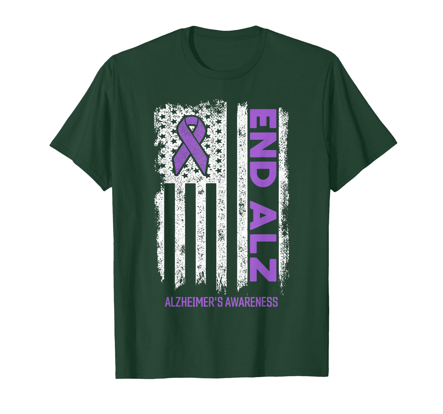 Alzheimers Shirt American Flag End ALZ Alzheimer's Awareness T-Shirt