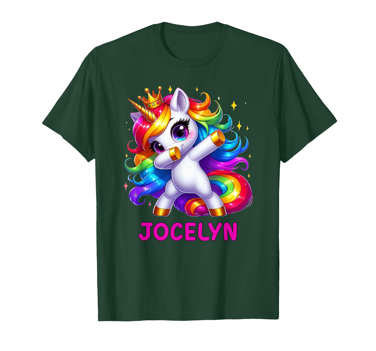 JOCELYN Personalized Name Dabbing Unicorn Birthday Queen T-Shirt