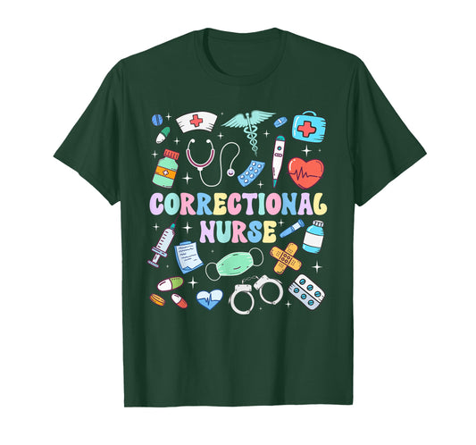 Correctional Nurse Groovy Prison Nurse Corrections Nursing T-Shirt