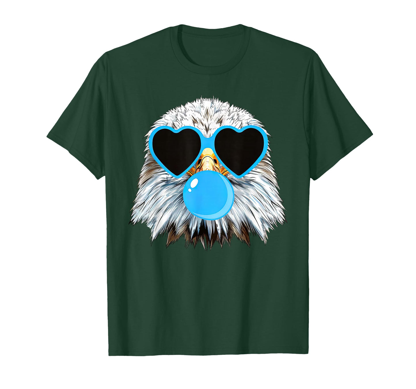 Cute Eagle Blowing Bubblegum Wearing Heart Glasses Costume T-Shirt