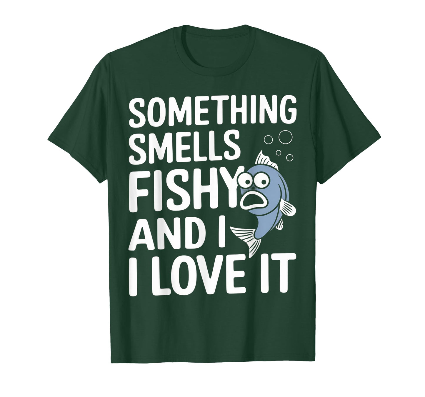 Smells Fishy Gift For Fisherman Short Funny Fishing Puns T-Shirt