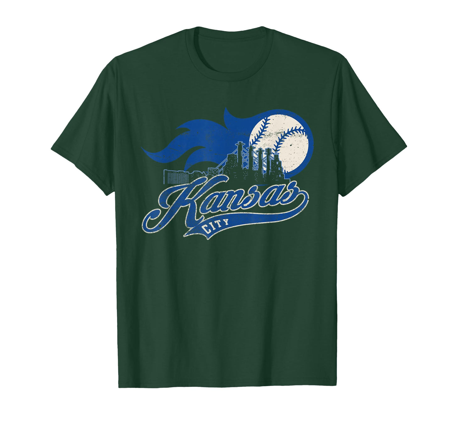 Vintage Kansas City Baseball American US Flag T-Shirt