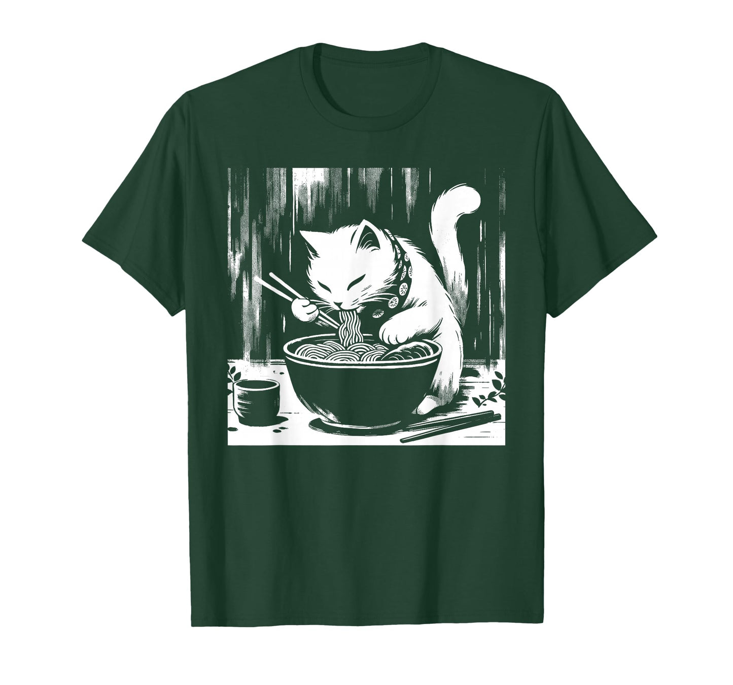 Retro Japanese Kawaii Anime Ramen Men Kids Women Cat Ramen T-Shirt