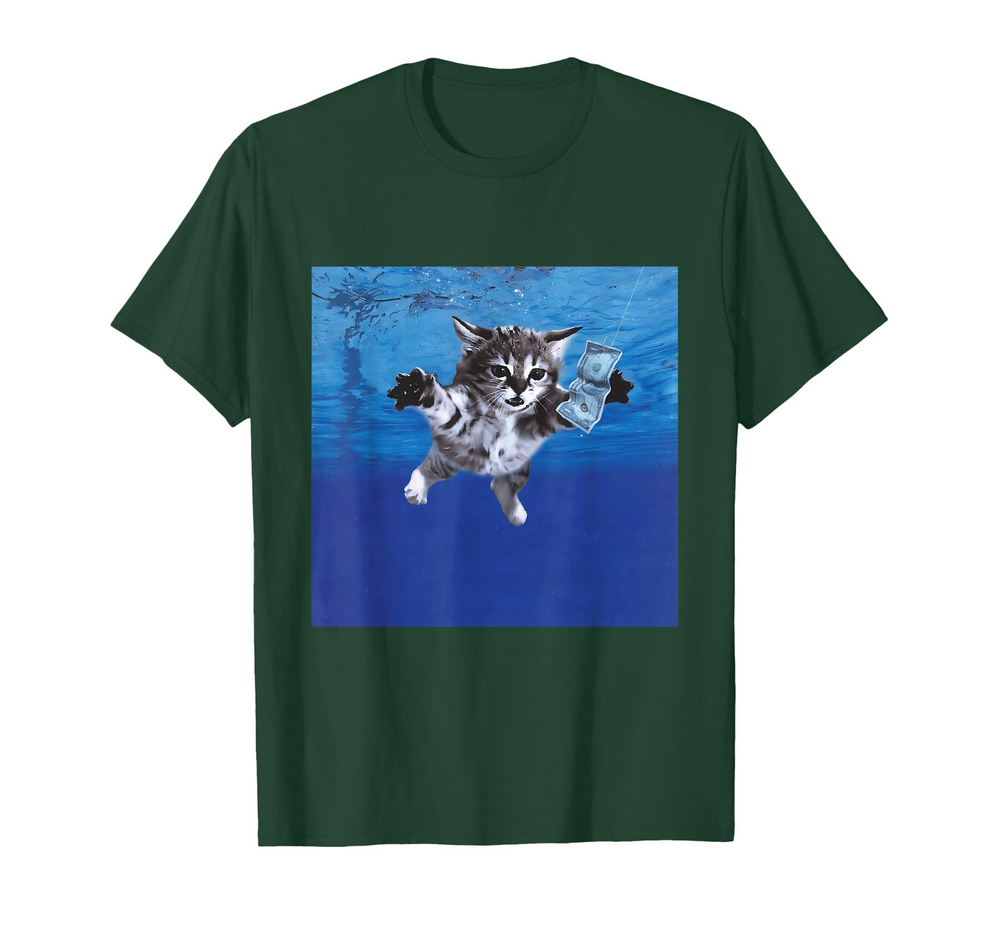 Parody Cat Chasing Money Humorous Cat Swimming Pool Kitten T-Shirt