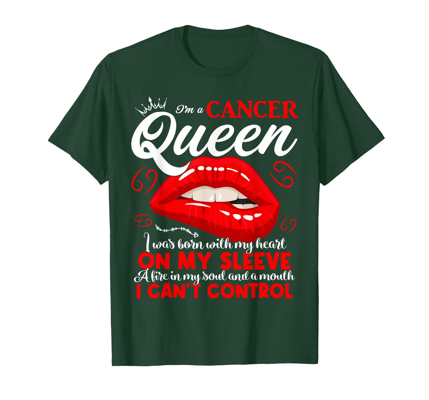 Cancer Zodiac Sign Cancer Queen June July Birthday Red Lip T-Shirt
