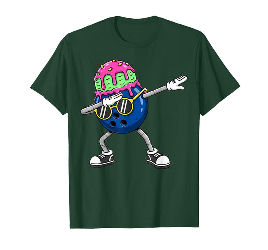 Dabbing Bowling Ball Drip Ice Cream Kids Youth Boys Girls T-Shirt