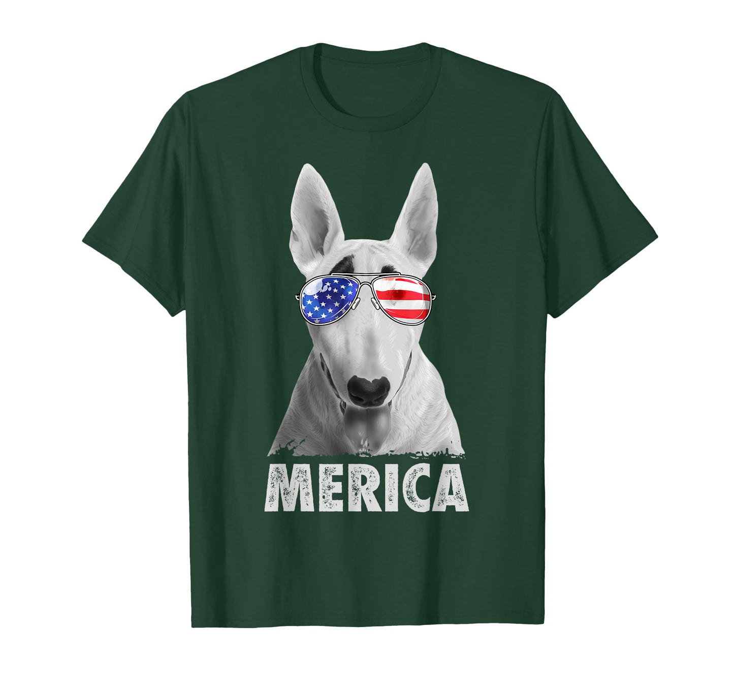 Bull Terrier 4th of July Merica Men American Flag Sunglasses T-Shirt