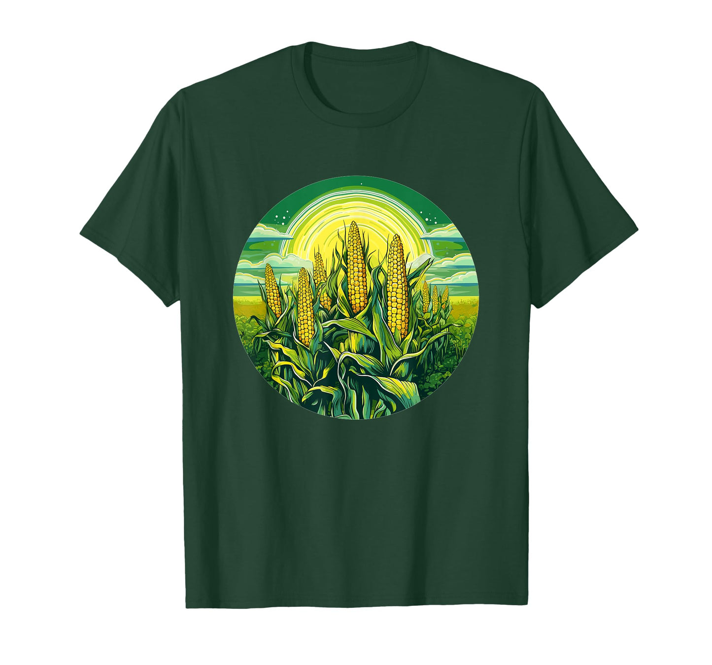 Cornfield Under Radiant Sun Nature Scene T-Shirt