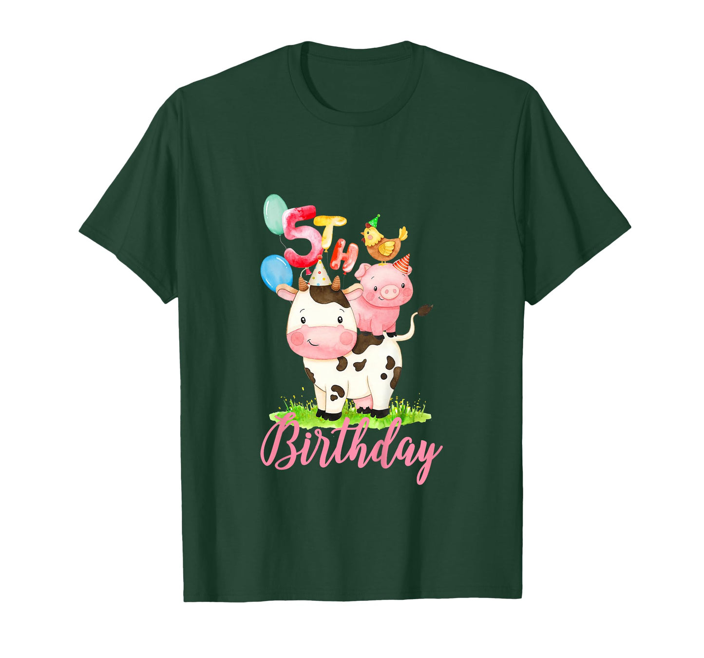 5 Years Old Girl Farm Animals It's My 5th Birthday T-Shirt