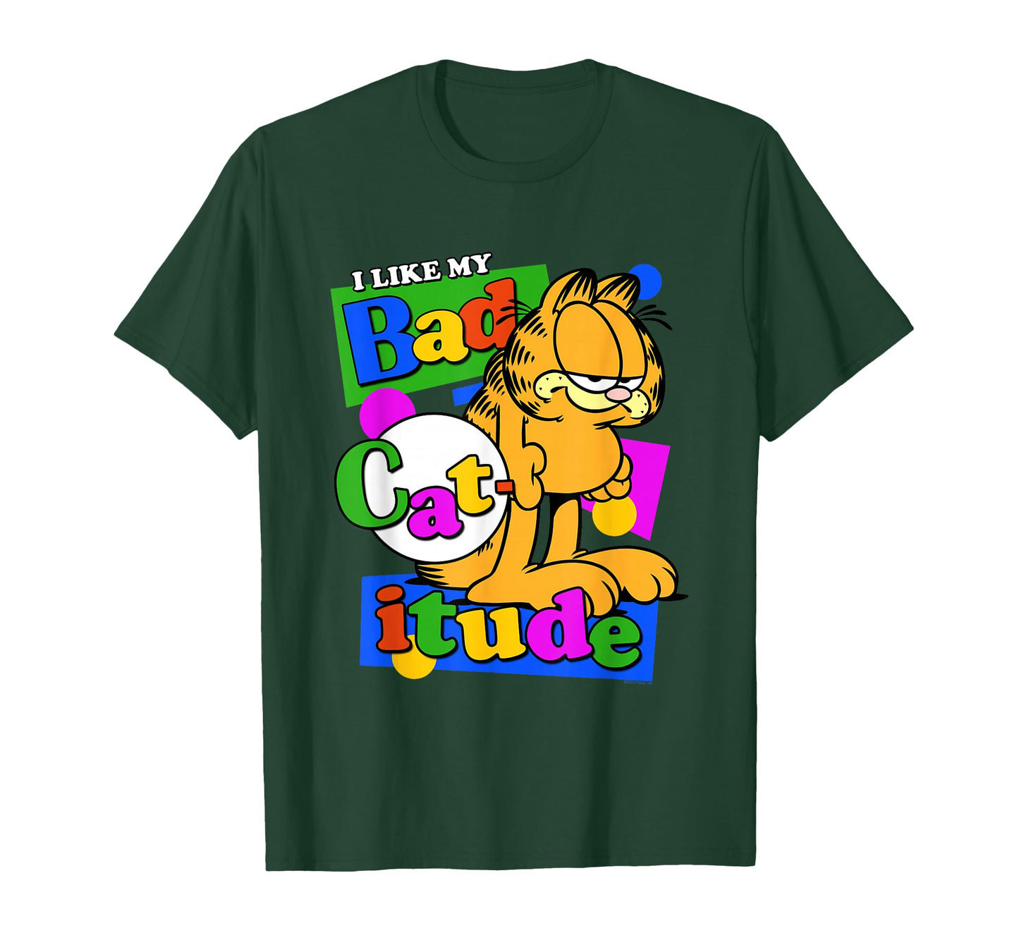 Garfield I Like My Bad Catitude Retro Cartoon Cat T-Shirt