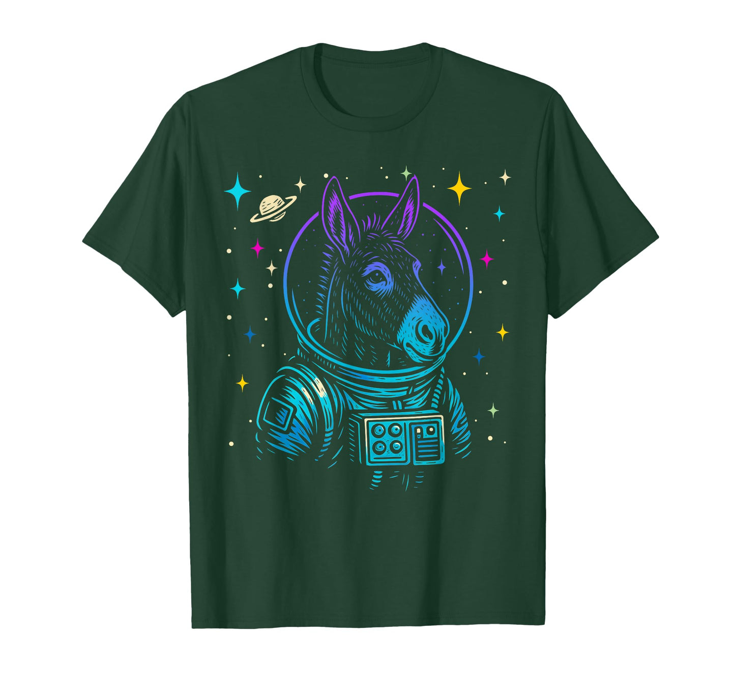 Colorful Astronaut Donkey Space Galaxy Farm Animal T-Shirt
