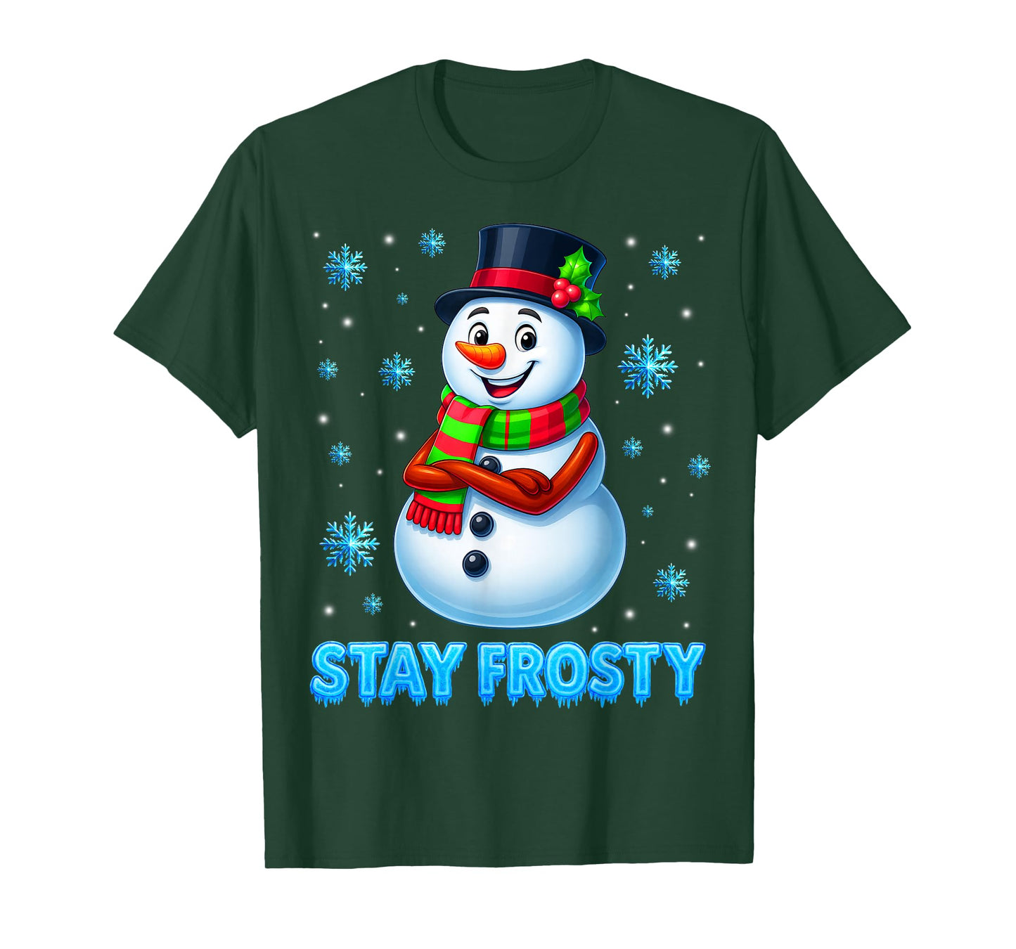 Stay Frosty Funny Snowman Pjs Christmas Xmas Kids Men Women T-Shirt
