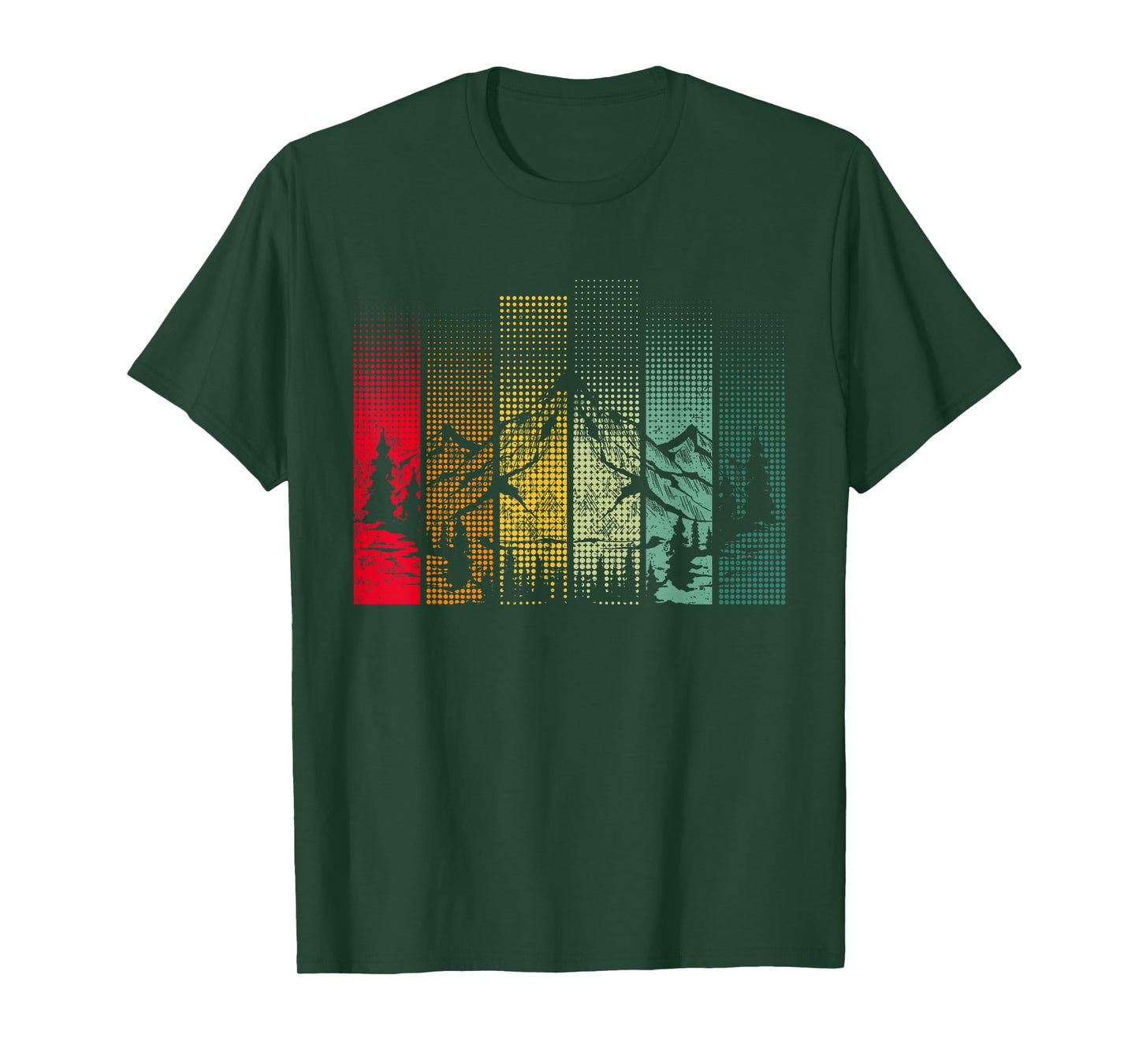 Hiking Mountains Trees Outdoors Nature Wildlife Retro Forest T-Shirt