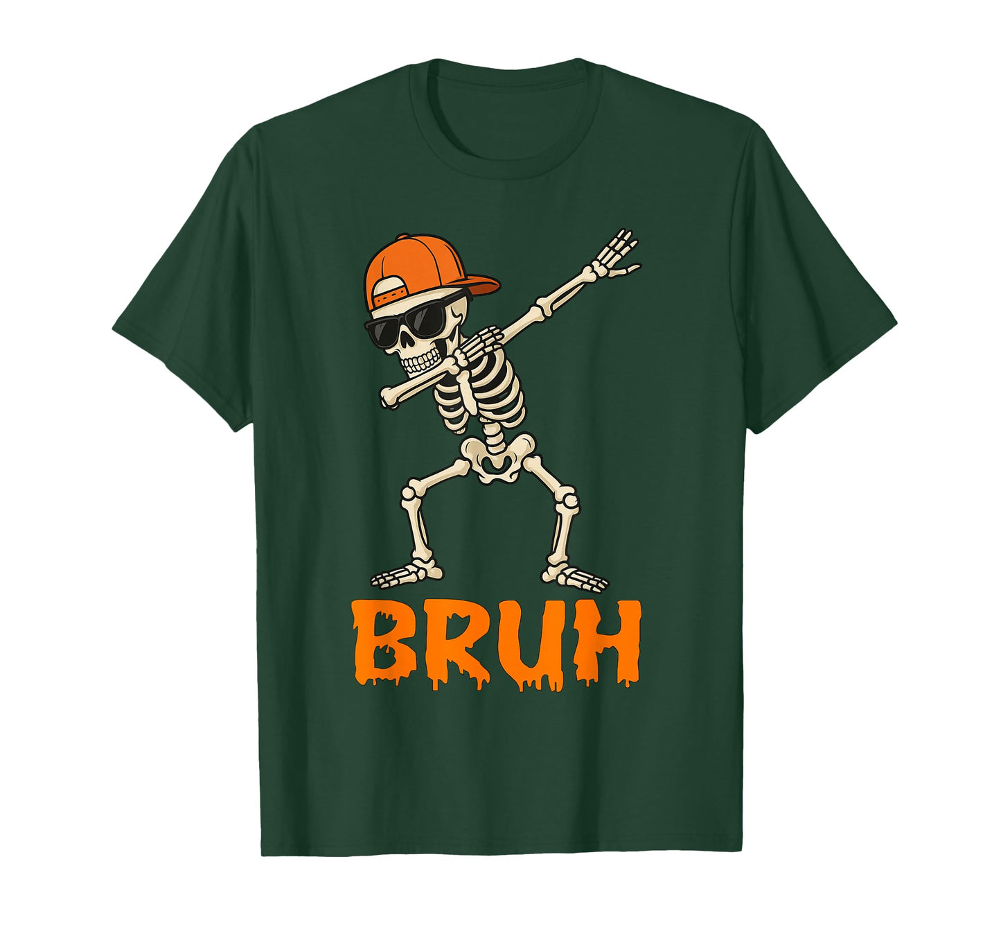 Bruh Dabbing Skeleton Funny Mens Kids Boys Halloween T-Shirt