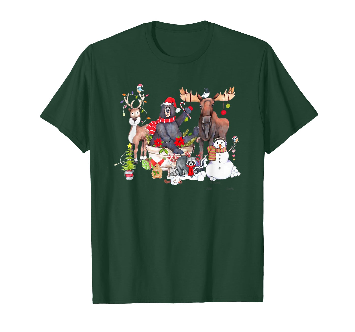 Funny Woodland Critter Christmas Gathering for Animals Loves T-Shirt