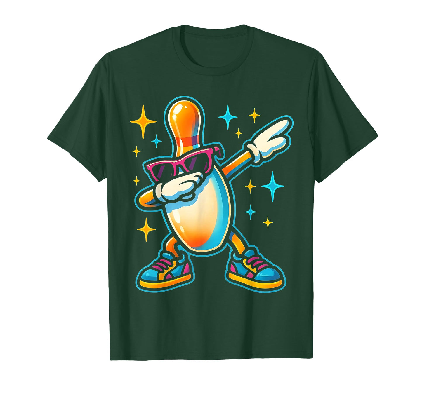 Bowling Pin Dabbing Sunglasses Bowler Player Kids Boys Men T-Shirt
