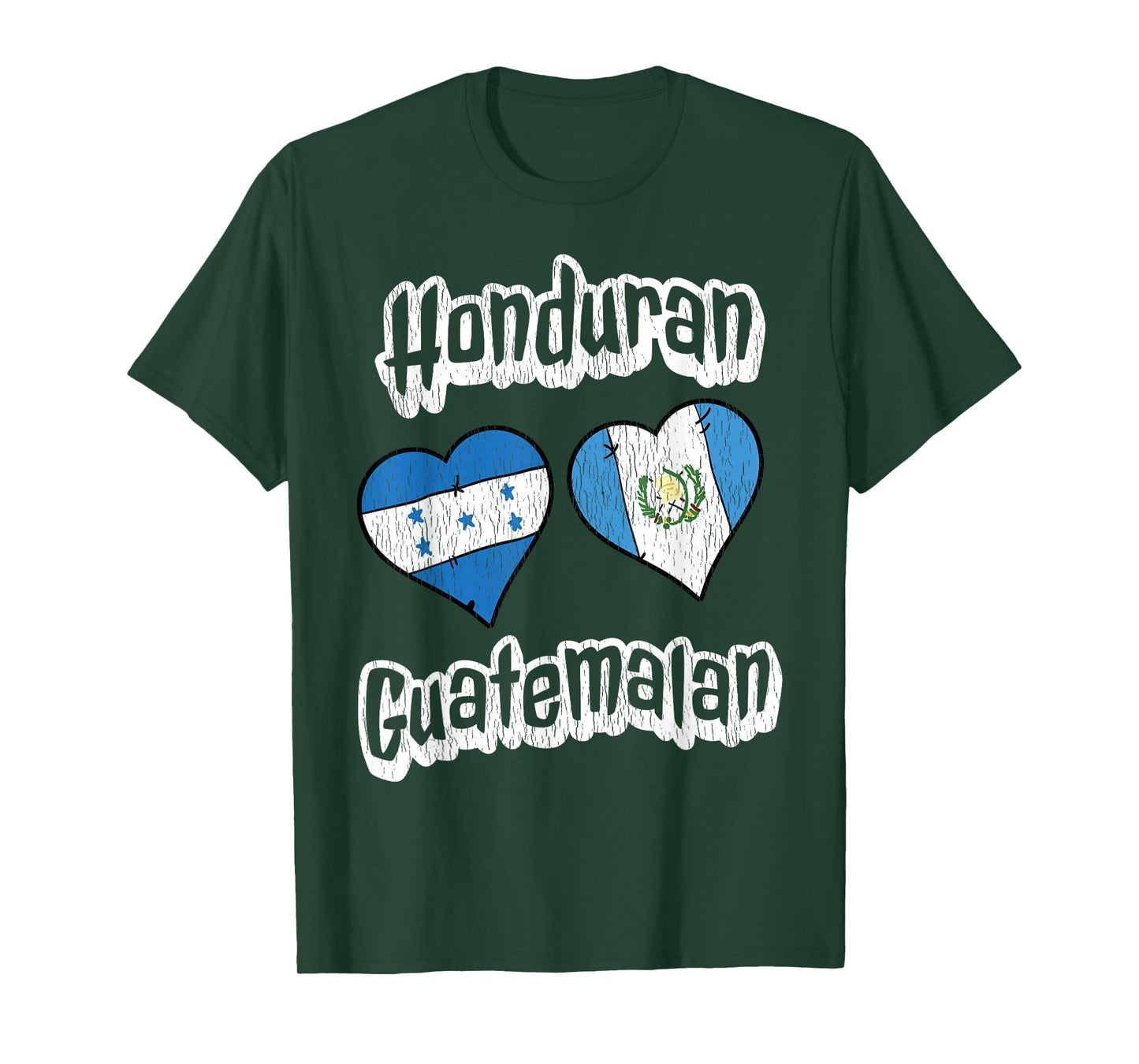 Honduran Guatemalan Flag Heart Combo Distressed T-Shirt