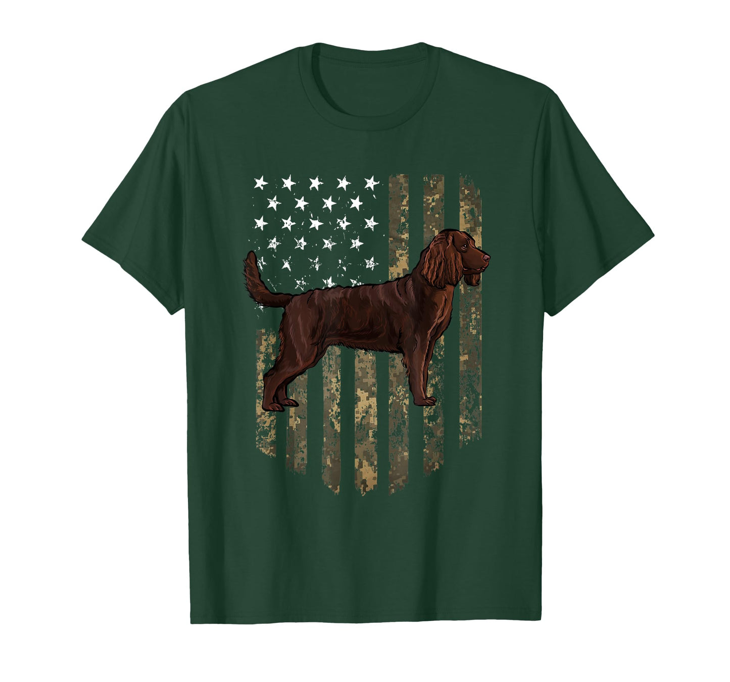 Camo American Flag American Water Spaniel 4th Of July USA T-Shirt