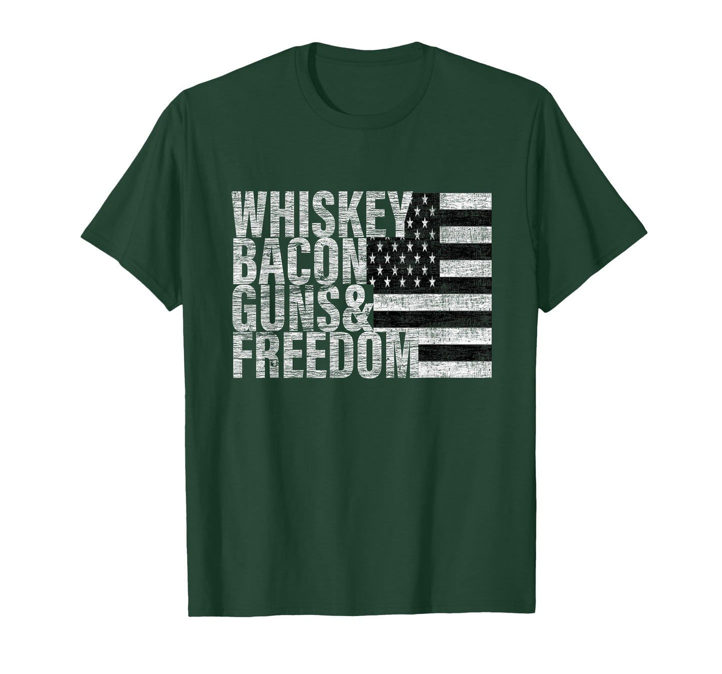 Whiskey Bacon Guns & Freedom T-shirt Flag Tee T-Shirt