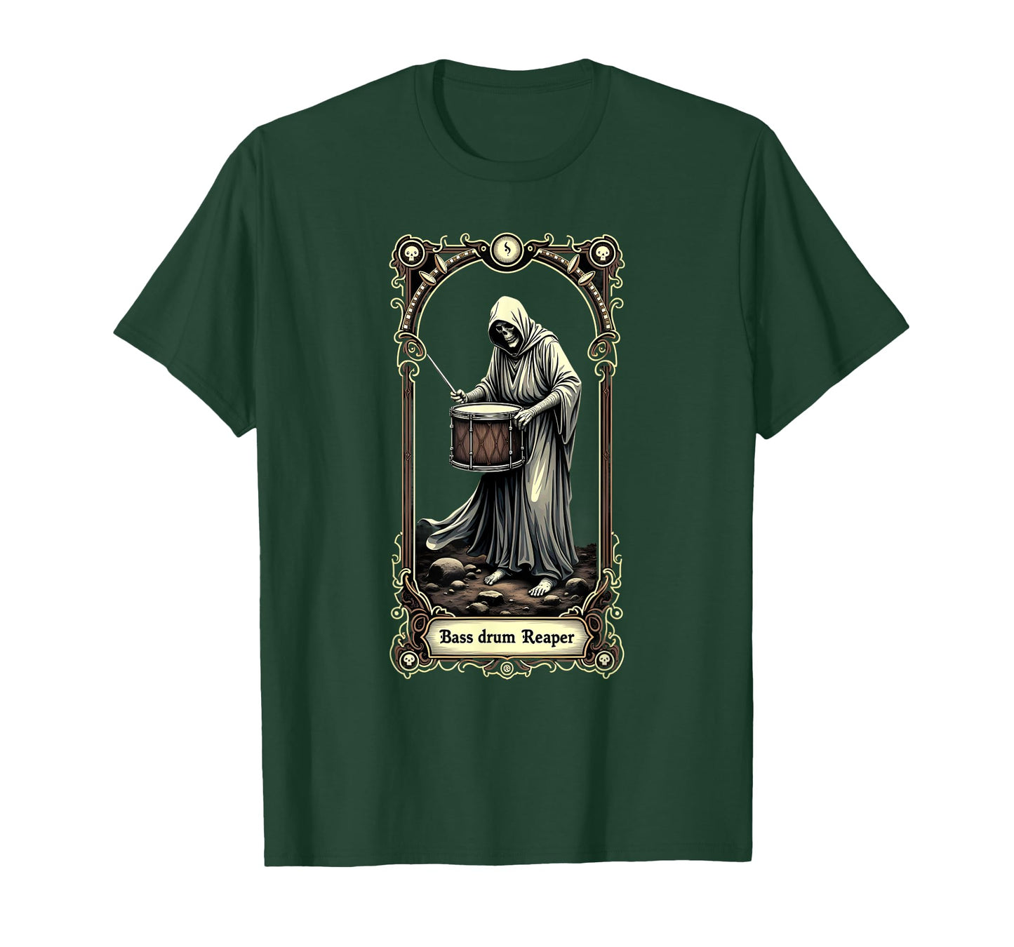 Halloween Tarot Card Skeleton Bass Drum Reaper T-Shirt