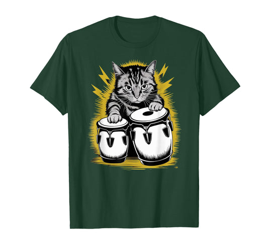 Rockstar Conguero Cat on Cat Congas T-Shirt