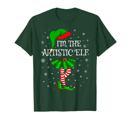 Artistic Elf Christmas Family Group Women Girls Xmas Pajama T-Shirt