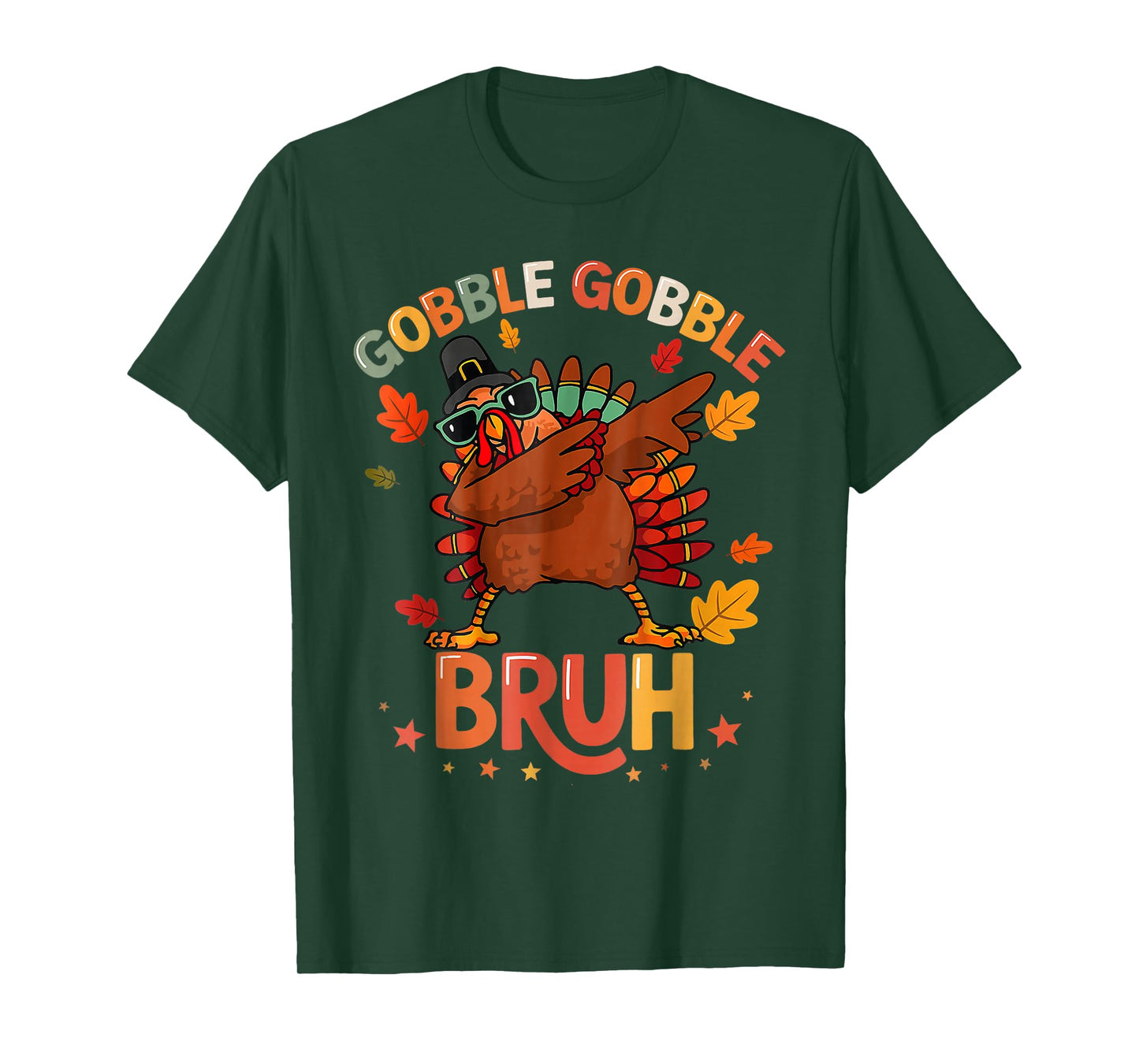 Bruh Funny Thanksgiving Dabbing Turkey Gobble Boys Girls Kid T-Shirt