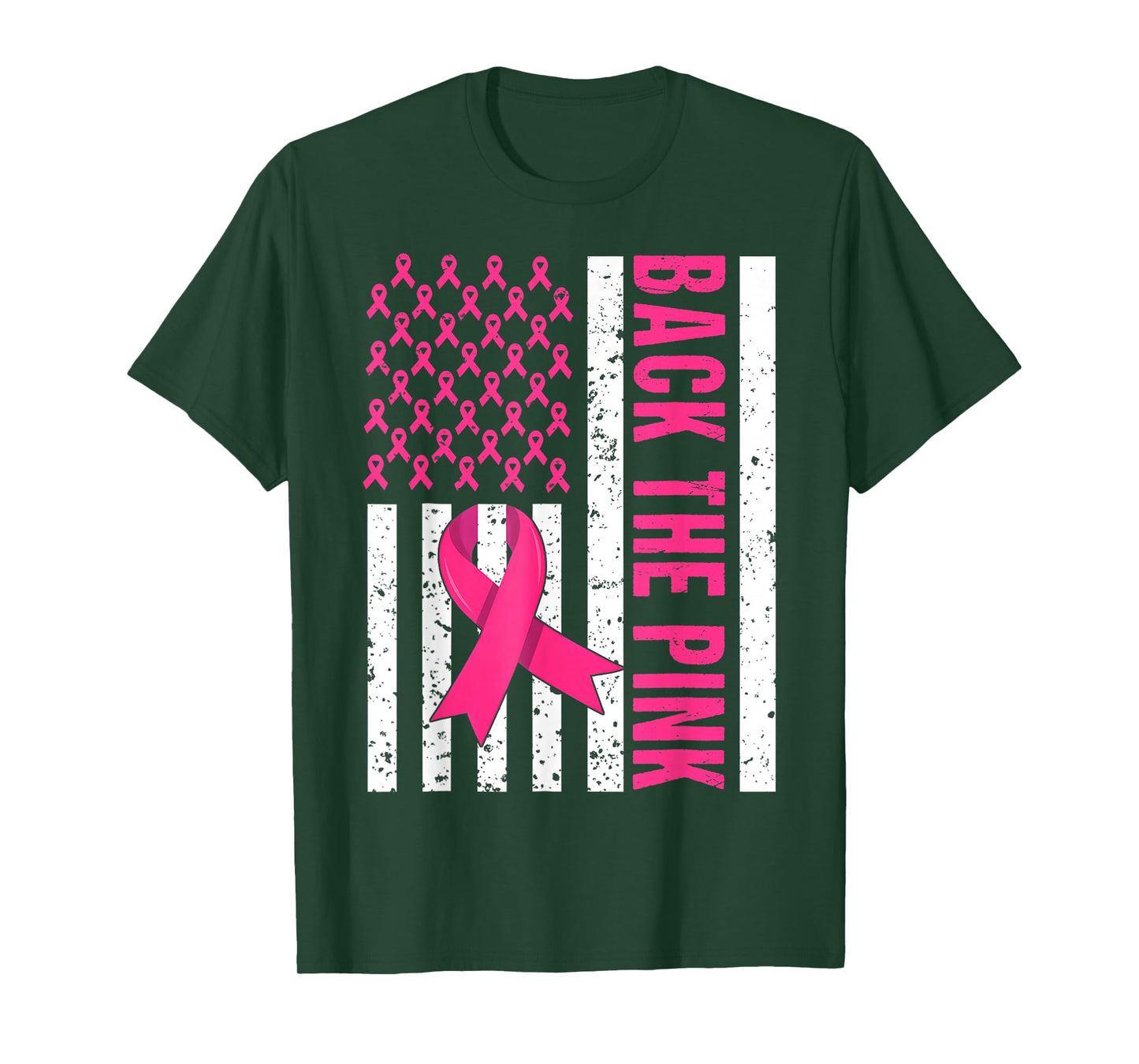Back The Pink Breast Cancer Awareness USA Flag Men Women Kid T-Shirt