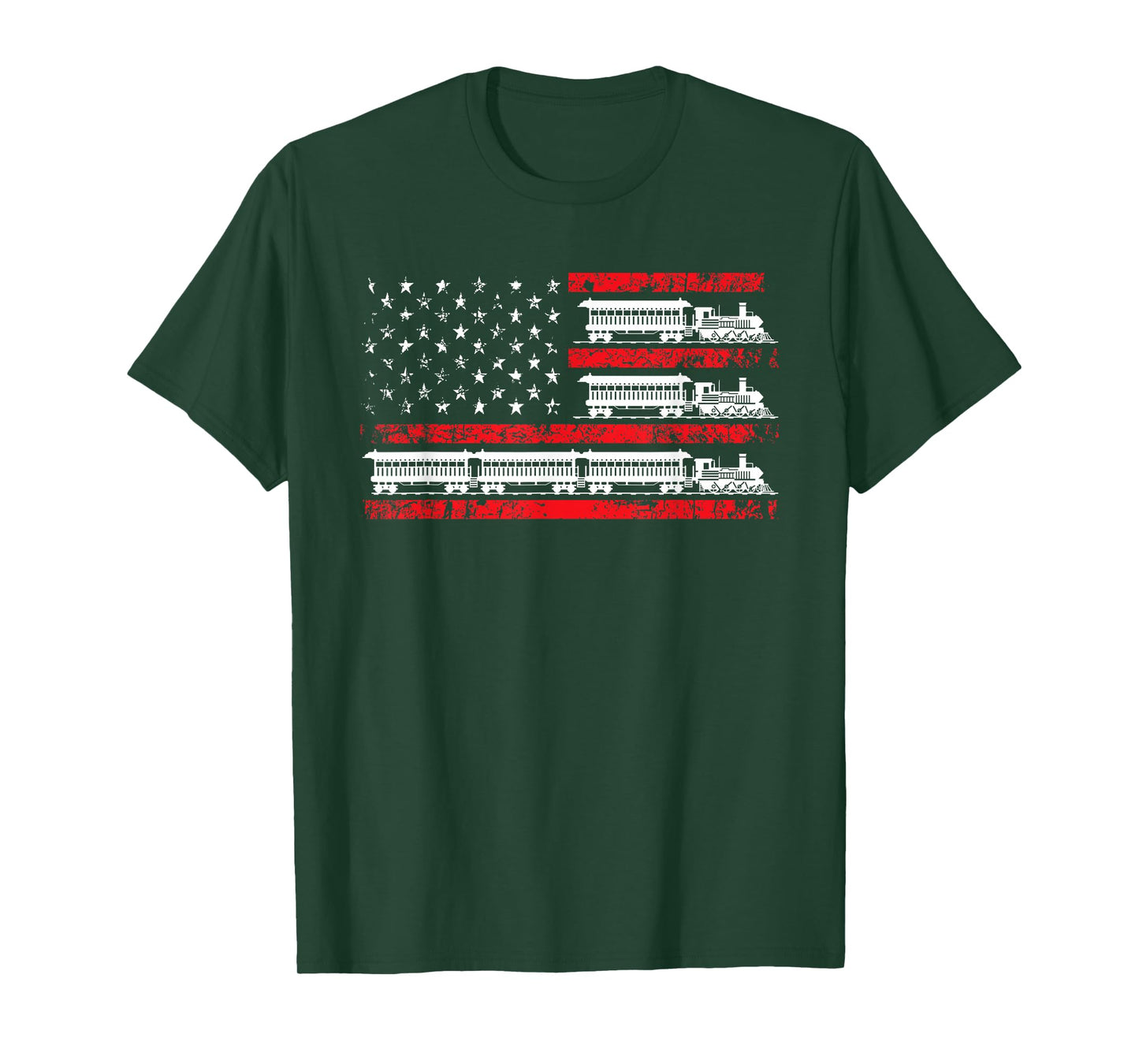 Model Train Patriotic USA Flag Locomotive Model Railroad T-Shirt