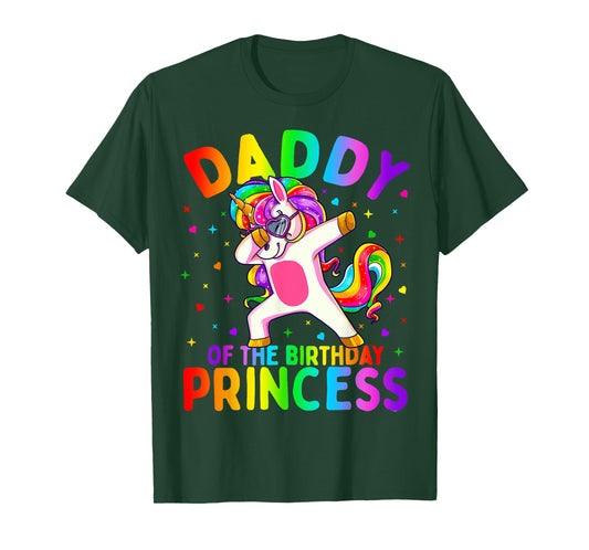 Daddy of The Birthday Princess Girl Dabbing Unicorn Dad T-Shirt