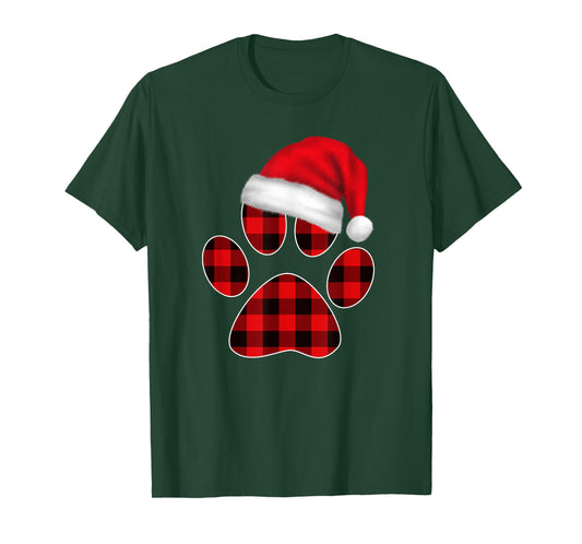 Christmas Pajama Women Girls Christmas Gifts Plaid Paw T-Shirt