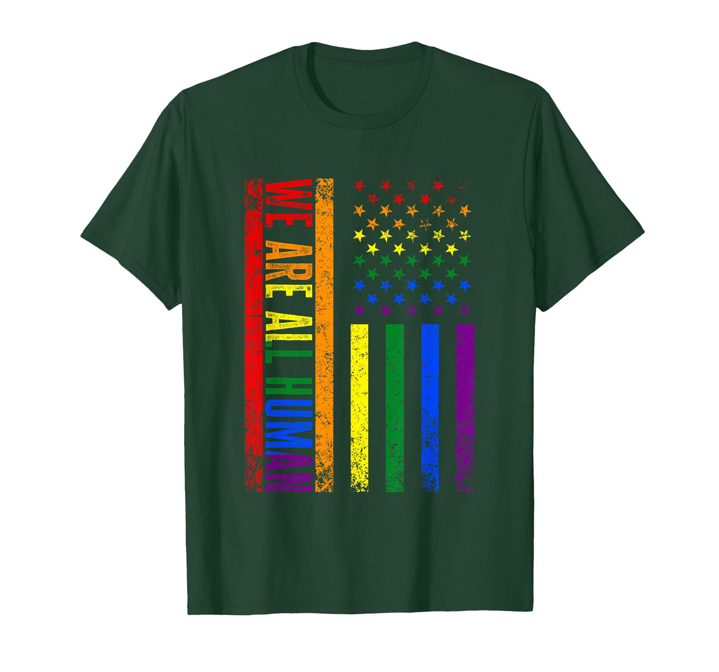 USA Flag We Are All Human LGBT Gay Pride Flag Support LGBTQ T-Shirt