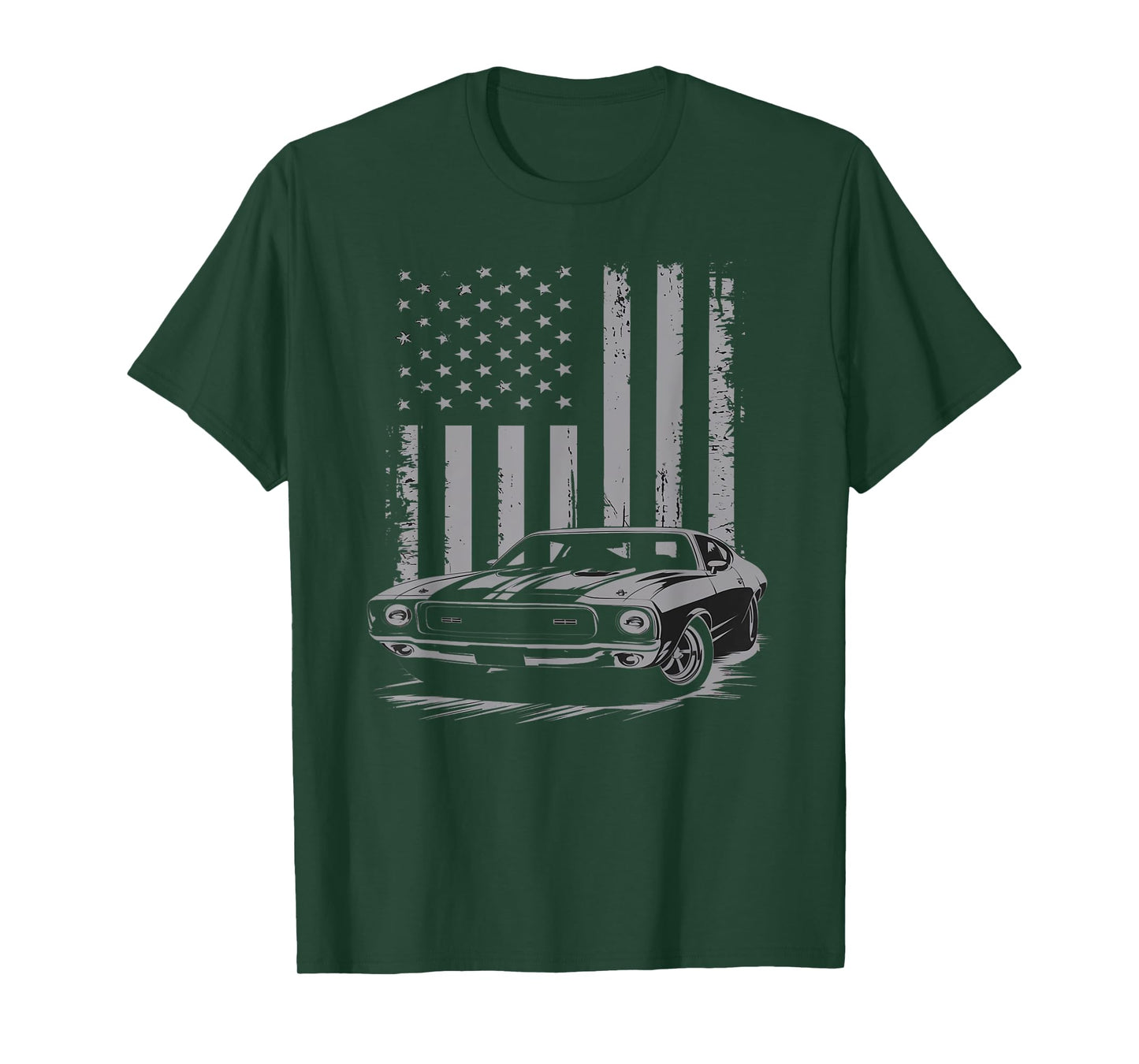 Vintage American USA Flag Muscle Car Enthusiast Fan Men Guy T-Shirt