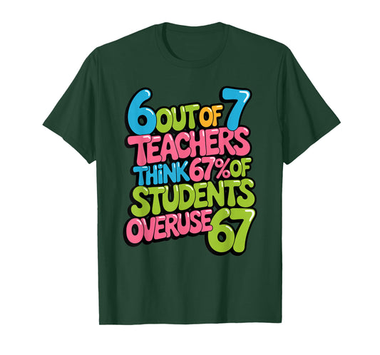 6 Out of 7 Teachers Think 67% of Students Overuse 67 Graphic T-Shirt