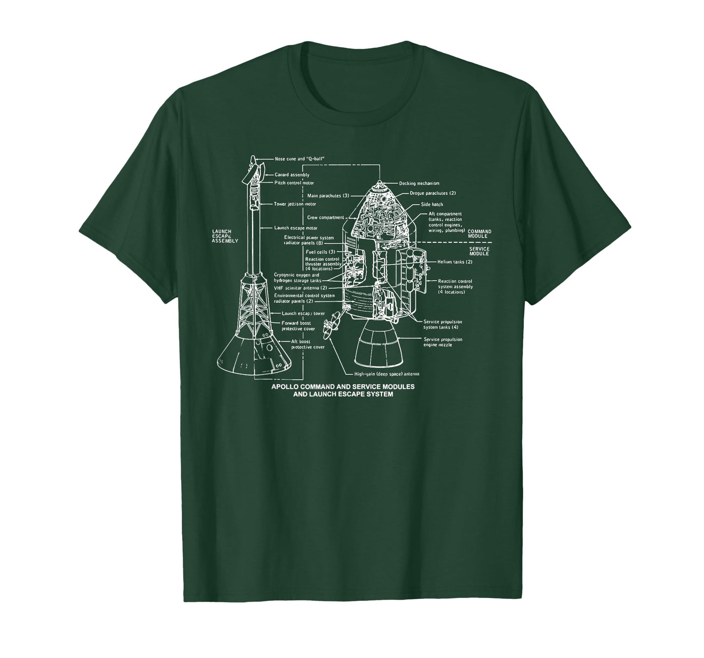 Apollo Launch Escape System Space Module Diagram Blueprint T-Shirt