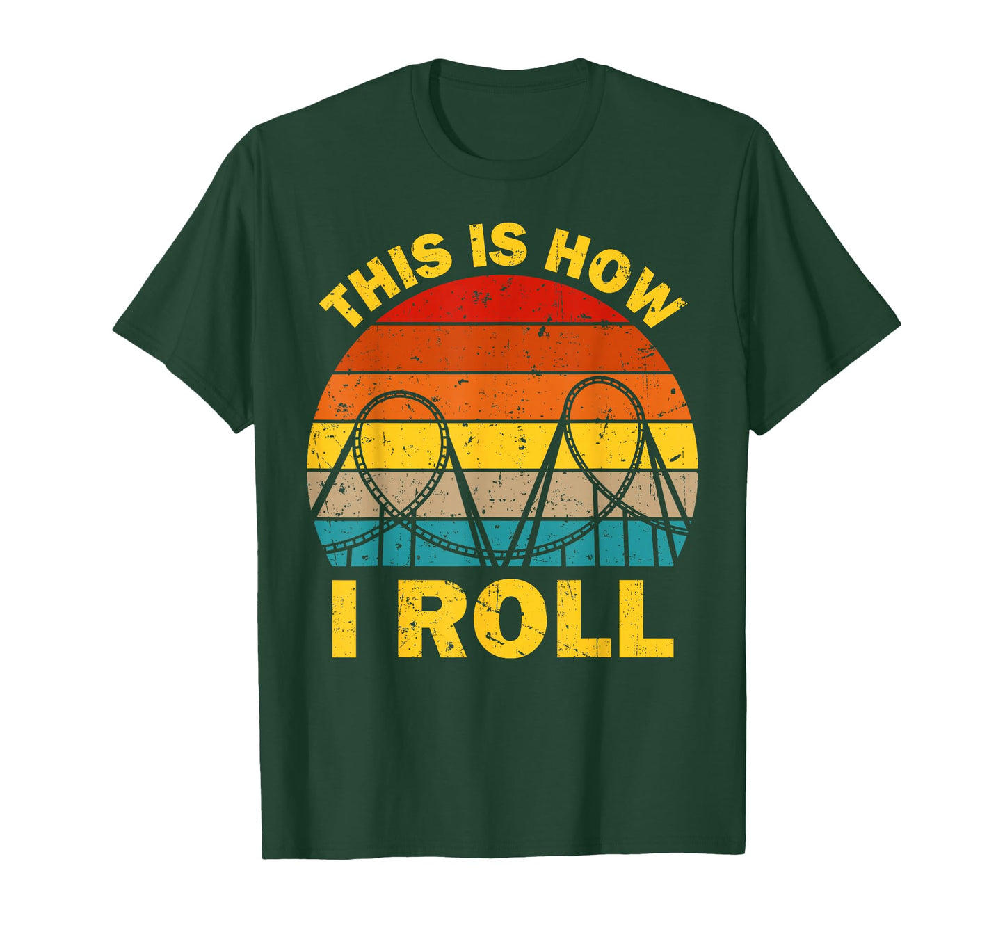Cool Roller Coaster For Men Women Amusement Theme Park Retro T-Shirt