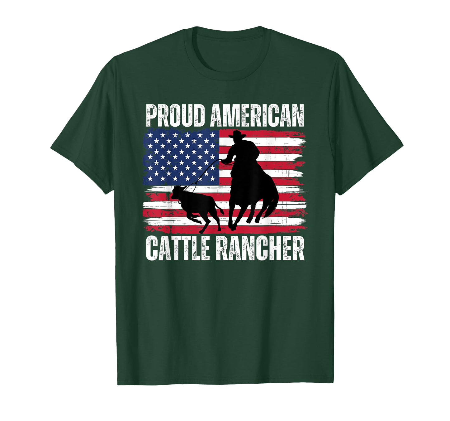 Proud American Cattle Rancher Patriotic Flag Ranchers Gifts T-Shirt