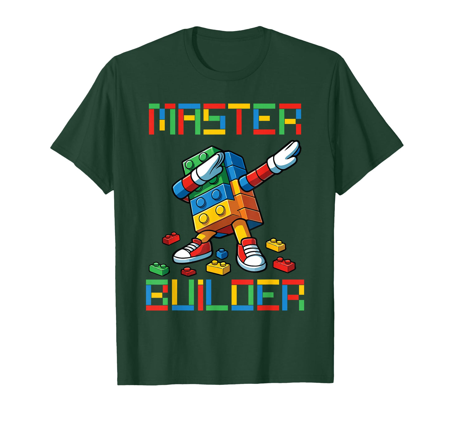 Master Builder Tee Dabbing Blocks Bricks Building Kids Boys T-Shirt