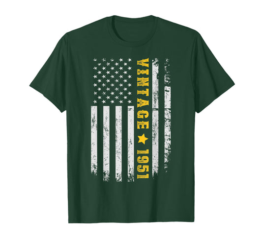 Vintage 1951 American Flag 70th Birthday Awesome Since 1951 T-Shirt