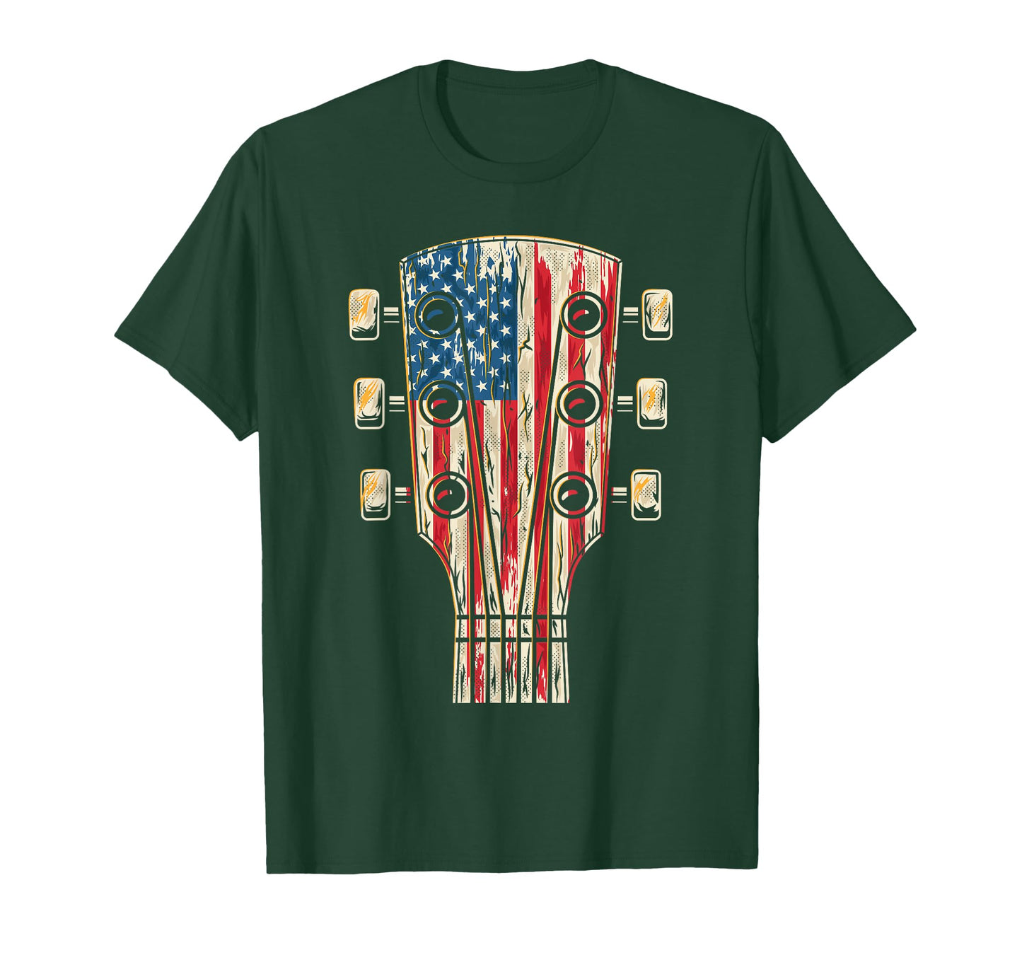 American Flag Guitar 4th of July Guitarist USA Country Music T-Shirt