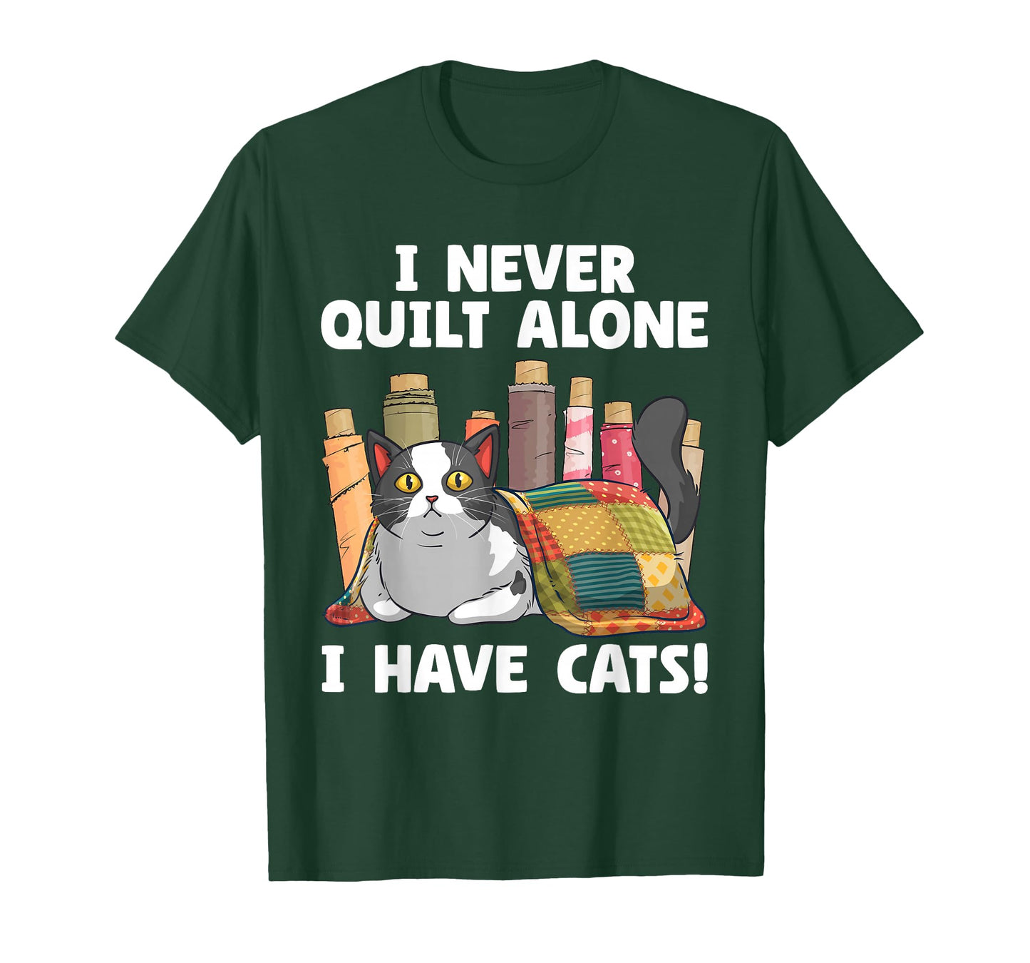 Funny Quilting Art for Men Women Cat Quilt Sewing Quilter T-Shirt