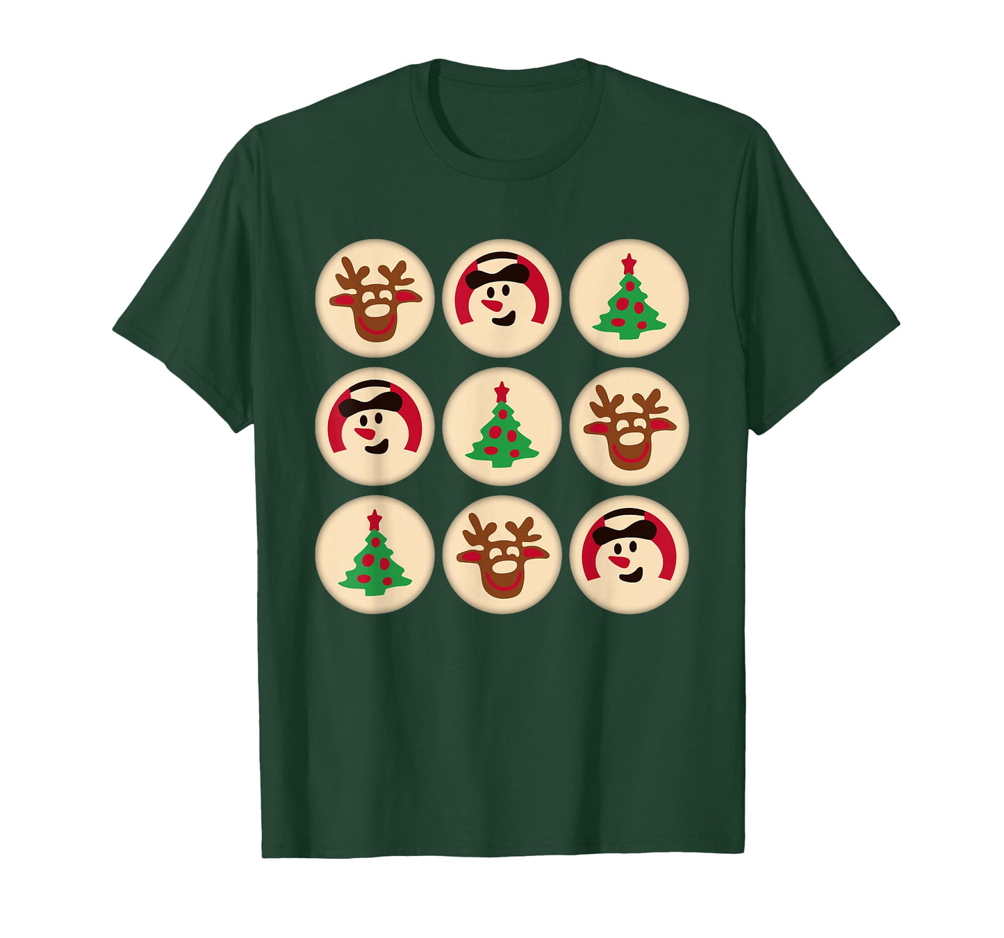 Christmas Cute Sugar Cookie Christmas Tree Snowman Reindeer T-Shirt