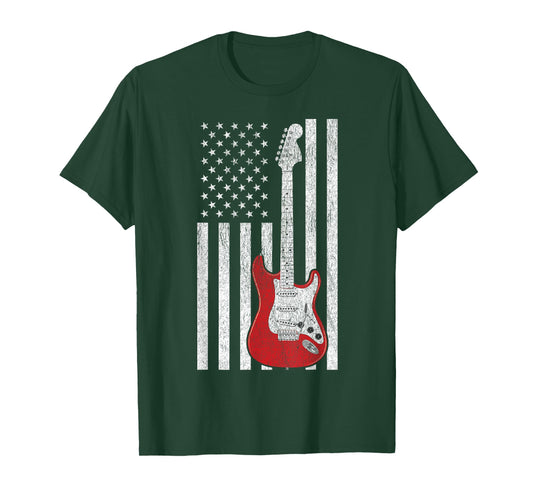Patriotic American Flag Electric Guitar TShirt T-Shirt