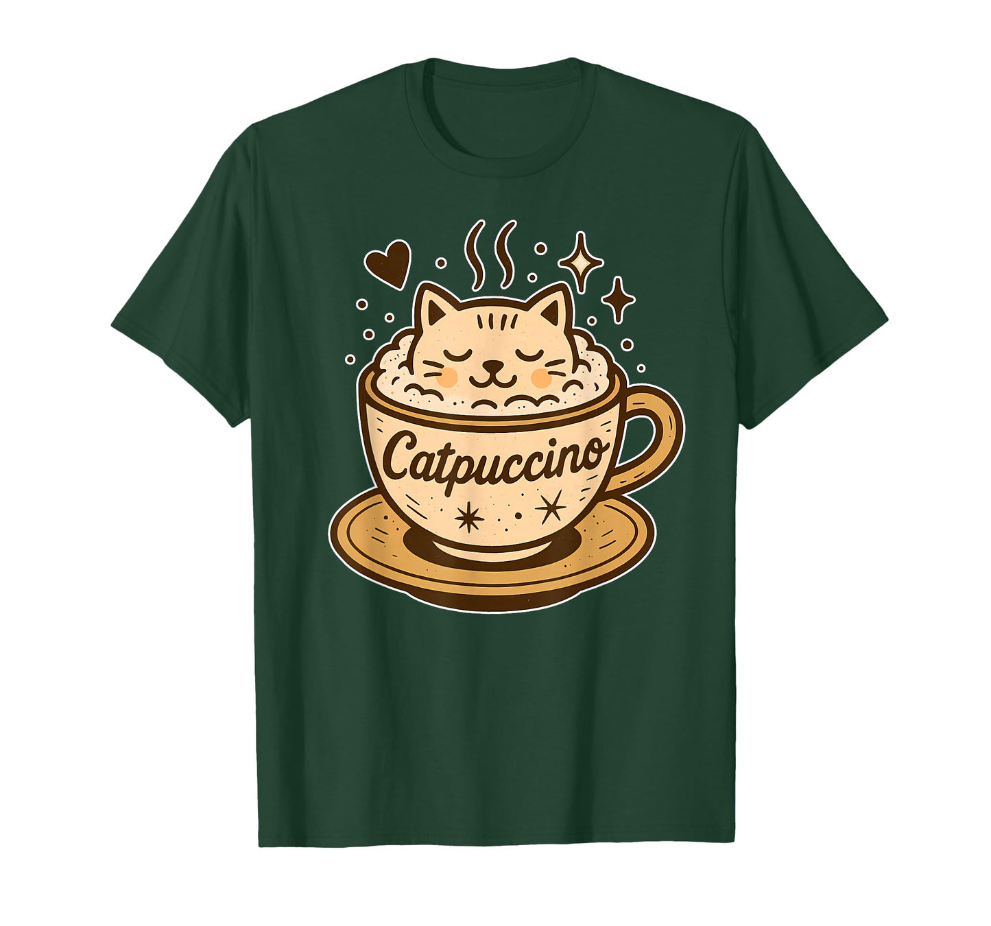 Coffee & Cats Lover Cute Funny Catpuccino Cappuccino Cat Pun T-Shirt