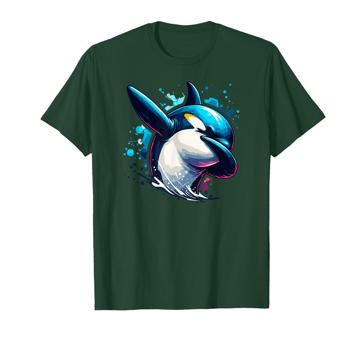 Dabbing Orca Whale Colorful Splash T-Shirt