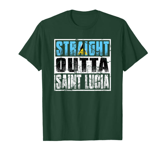 Straight Outta Saint Lucia t-shirt ~ Saint Lucia Flag T-Shirt