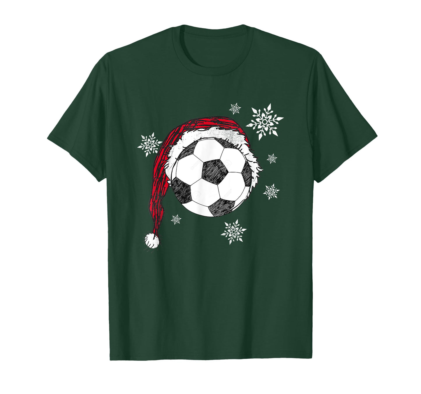 Soccer Santa Hat Christmas Funny Snowflake Holiday Xmas T-Shirt