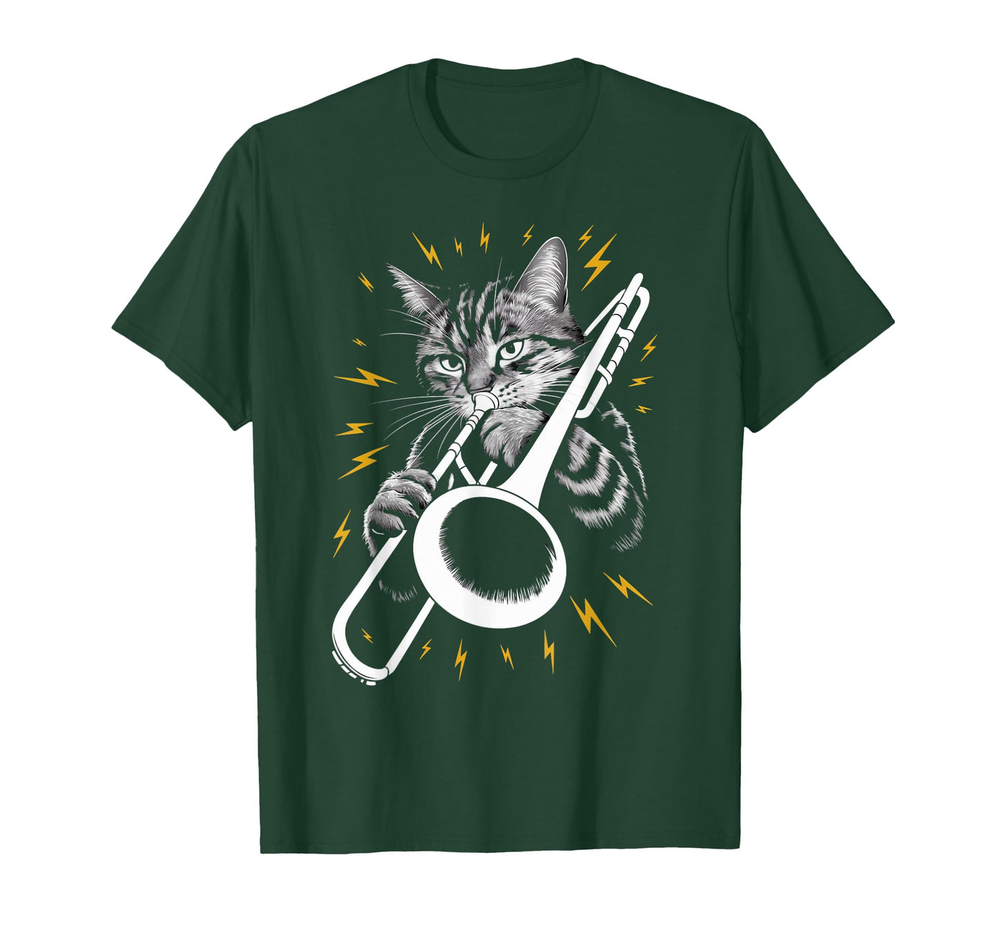 Musik Cat Playing Trombone instrument on Cat Trombonist T-Shirt