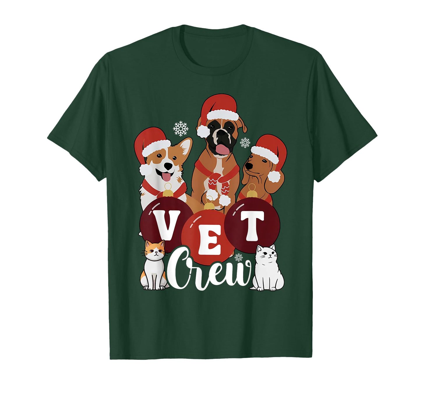 Christmas Cute Pet Santa Hat Vet Crew Veterinary Technician T-Shirt