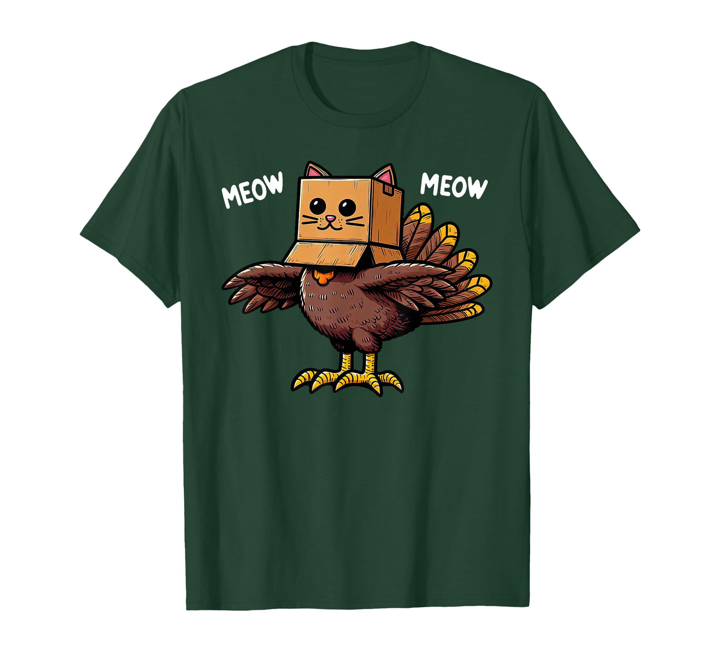 Turkey Meow Meow Fake Cat Funny Thanksgiving Adults Kids T-Shirt